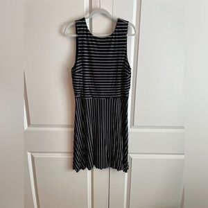 LOFT Striped Sleeveless Twist Back Fit/Flare Dress